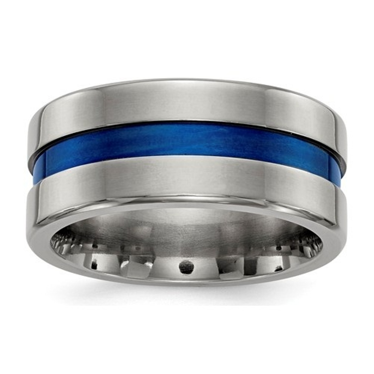  Titanium Blue Anodized Wide Center 10mm Band