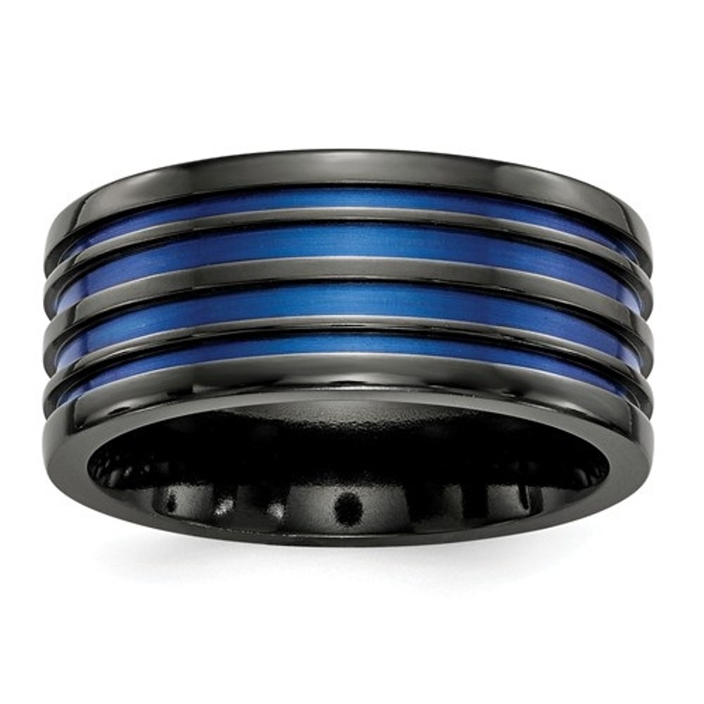 Black Ti Blue Anodized 10mm Band