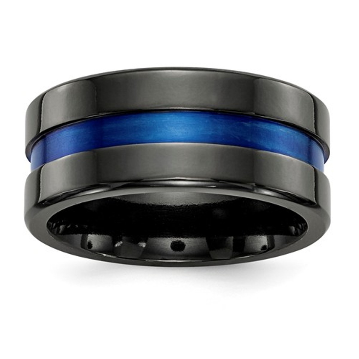  Black Ti Blue Anodized Wide Center 10mm Band