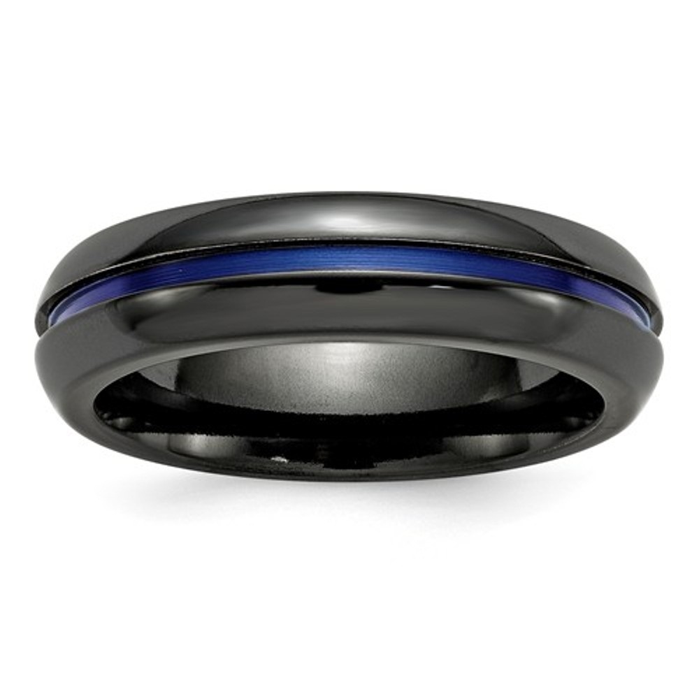 Black Ti Blue-Anodized Center 6mm Band