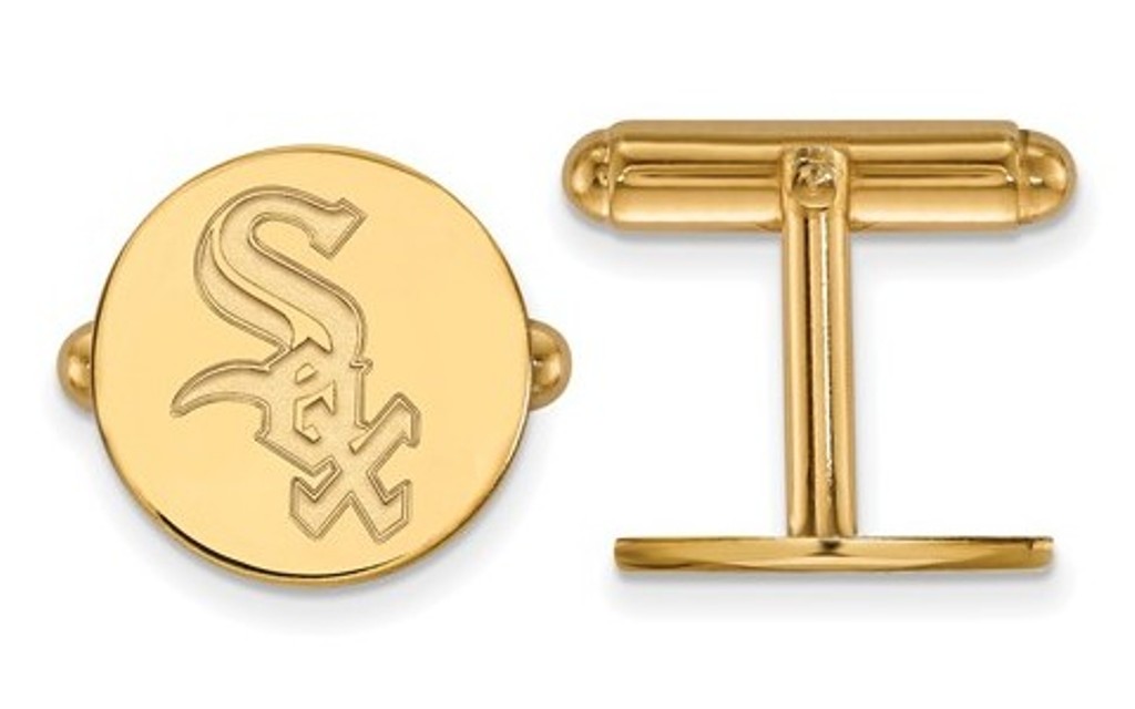  Gold-Plated Sterling Silver, MLB LogoArt Chicago White Sox Cuff LinkS, 15MM
