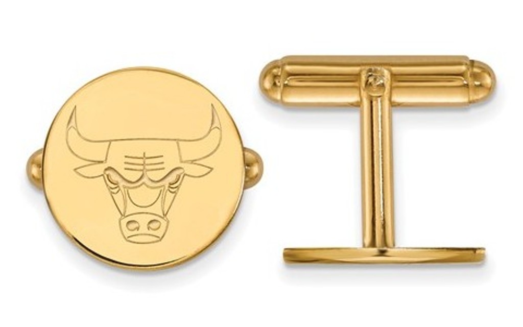  Gold-Plated Sterling Silver, NBA LogoArt Chicago Bulls Cuff Links, 15MM