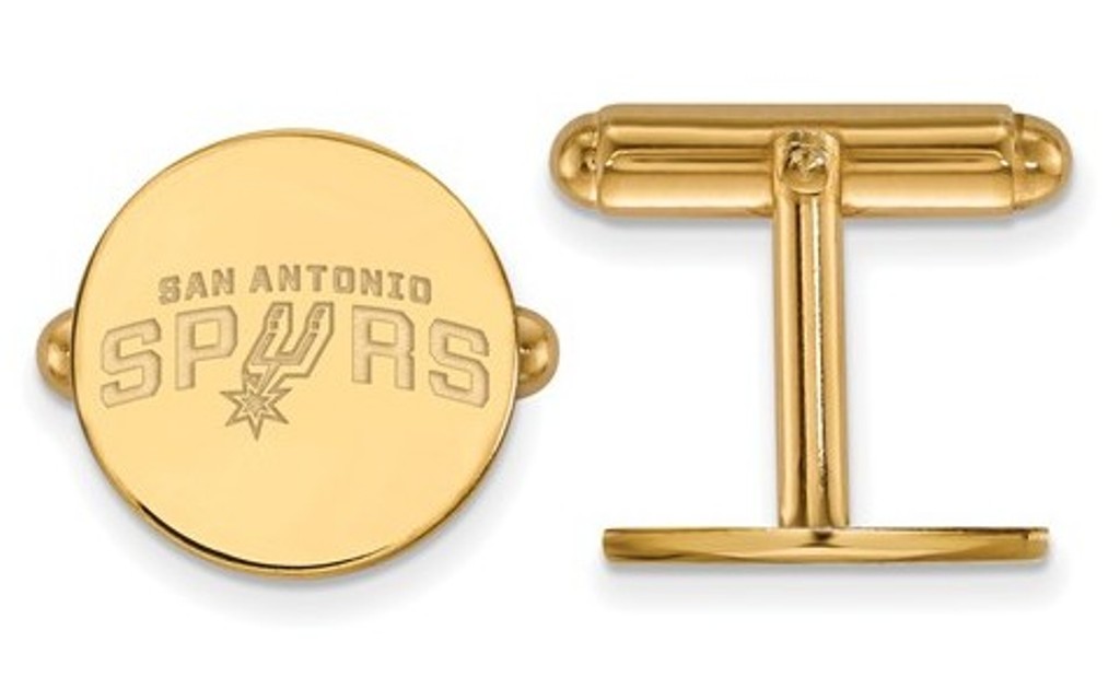 Gold -plated Sterling Silver NBA LogoArt San Antonio Spurs Cuff Links, 15MM