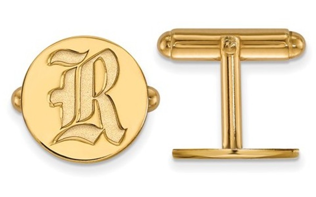 Gold-Plated Sterling Silver, LogoArt Rice University Cuff Links, 15MM