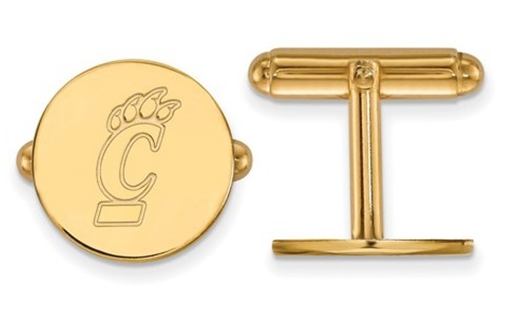 Gold-Plaetd Sterling Silver ,LogoArt University Of Cincinnati ,Round Cuff Link