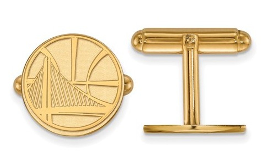 Gold- Plated Sterling Silver , NBA LogoArt Golden State Warriors Cuff Links,15MM