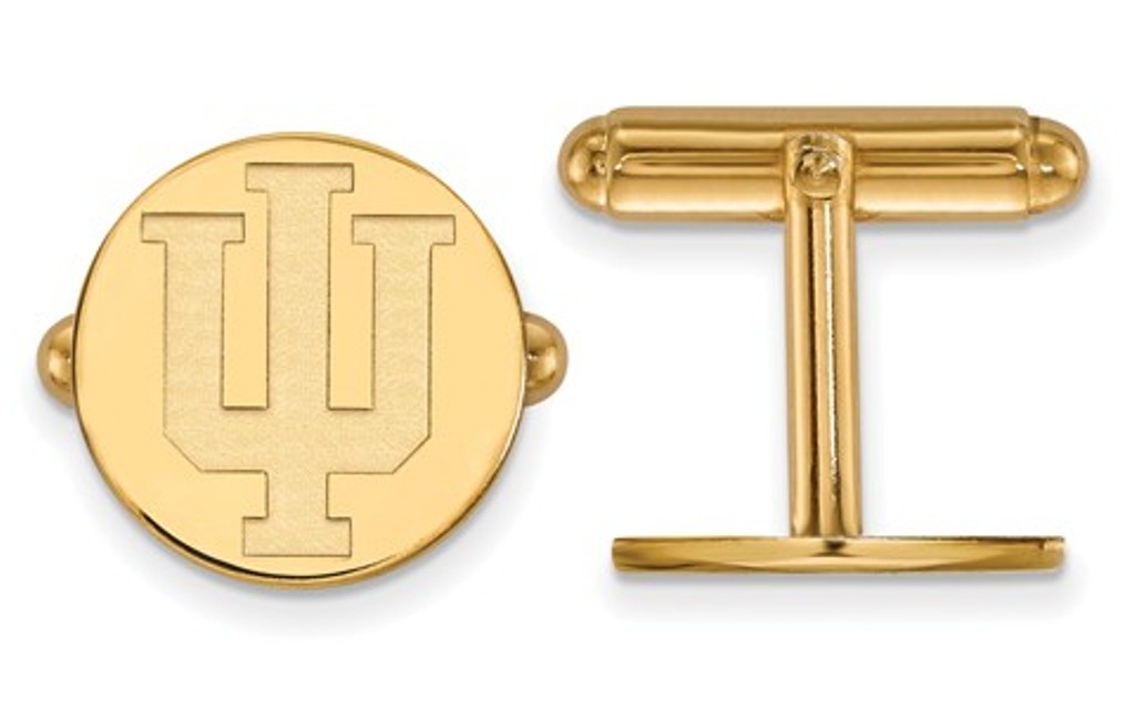 Gold-Plated Sterling Silver ,LogoArt Indiana University, Bullet Back Cuff Links,15MM
