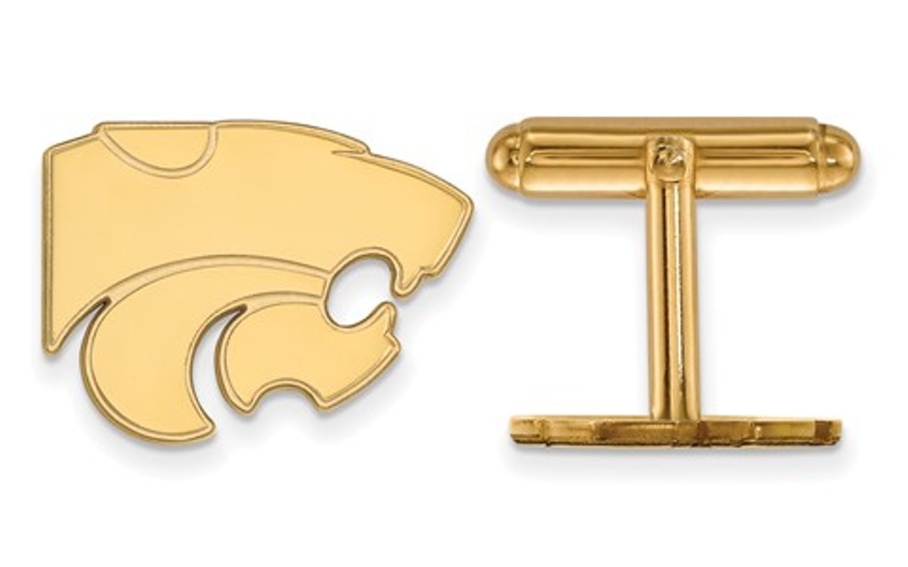 Gold-Plated Sterling Silver, LogoArt Kansas State University Bullet Back Cuff Links, 15MMx20mm