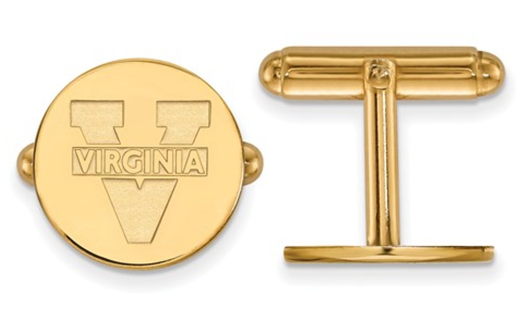 Gold-Plated Sterling Silver, LogoArt University Of Virginia Bullet Back Round Cuff Links, 15MM