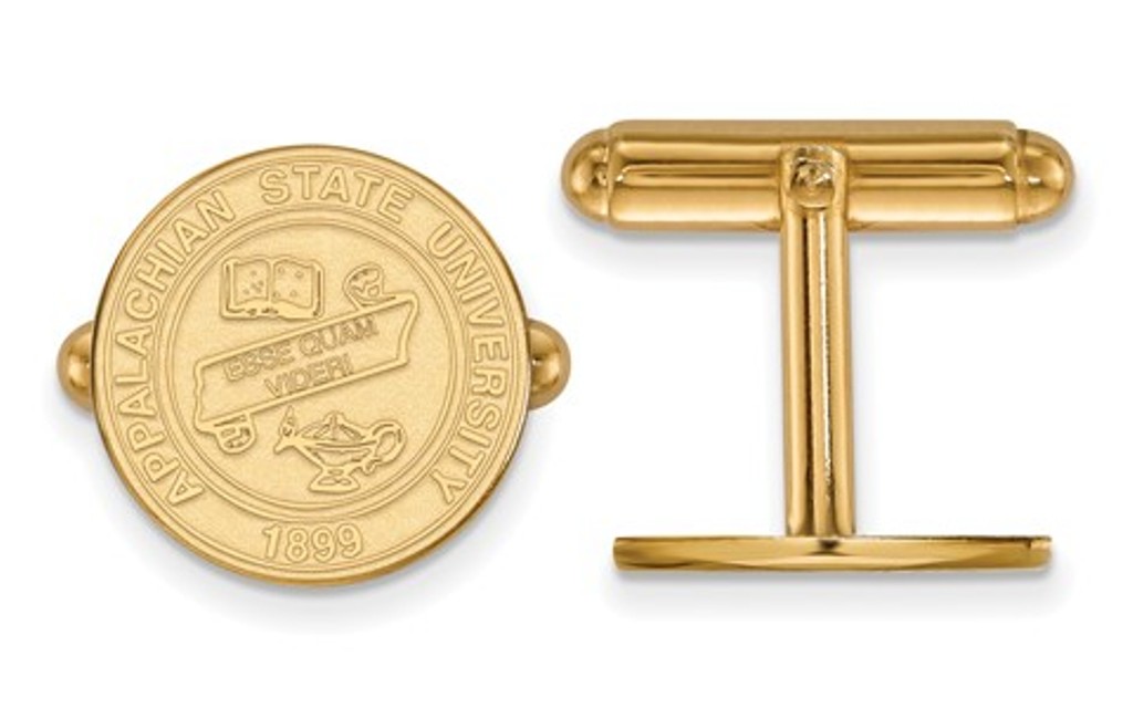 Gold-Plated Sterling Silver, LogoArt Appalachian State University Crest Round Cuff Links, 15MM