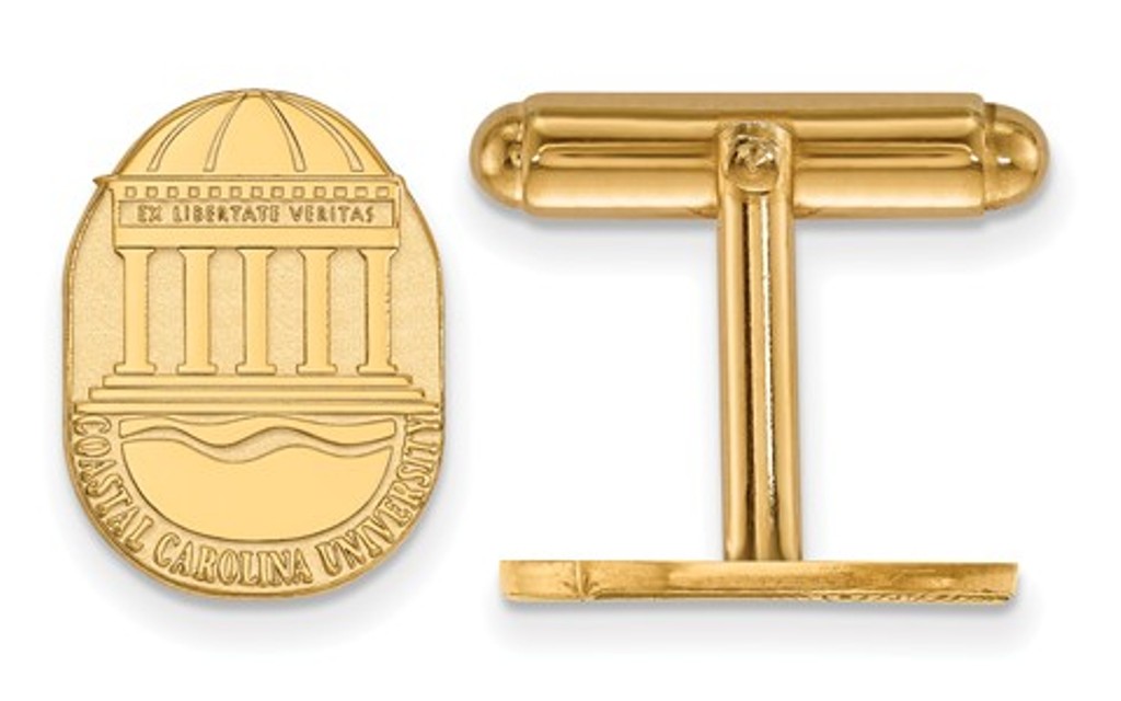 Gold-Plated Sterling Silver, LogoArt Coastal Carolina University Crest Round Cuff Links, 16mmx11mm