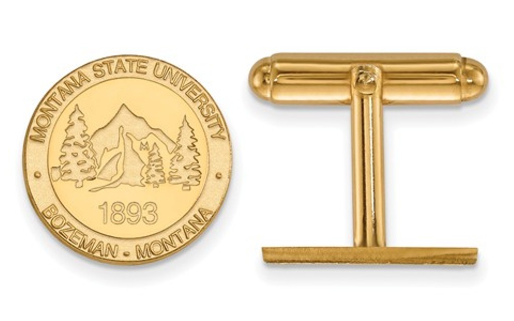 Gold-Plated Sterling Silver ,LogoArt Montana State University Crest Cuff Links, 15MM