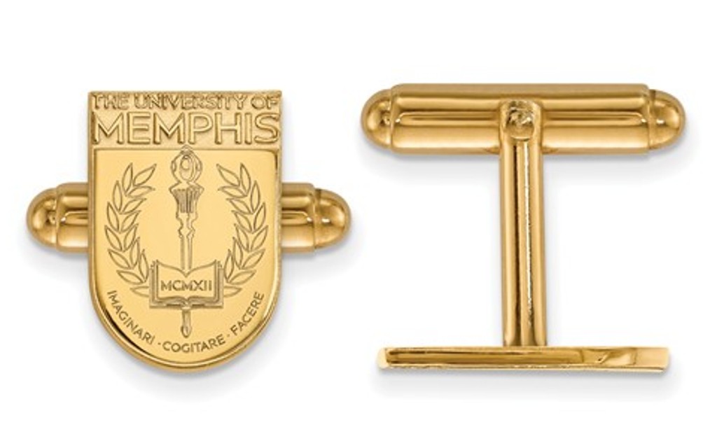 Gold-Plated Sterling Silver,LogoArt University Of Memphis, Crest Cuff Links, 15MMX11MM