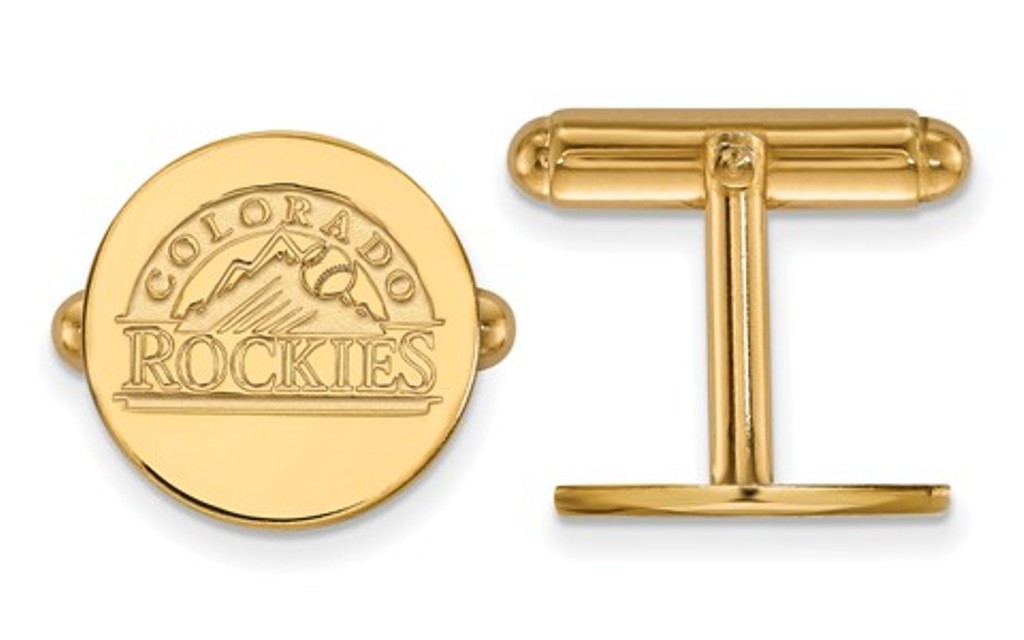 Gold- Plated Sterling Silver, Colorado Rockies, Bullet Back Round Cuff links