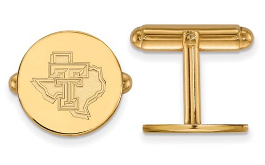 Gold-Plated Sterling Silver LogoArt Texas Tech University Cuff Links, 15MM