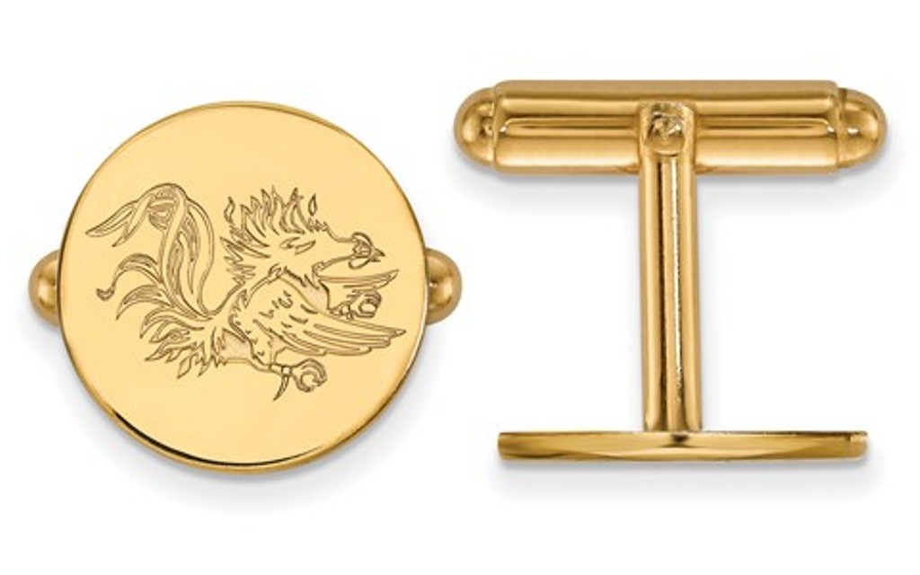 Gold- Plated Sterling Silver, LogoArt University of South Carolina' Cuff Links, 15MM
