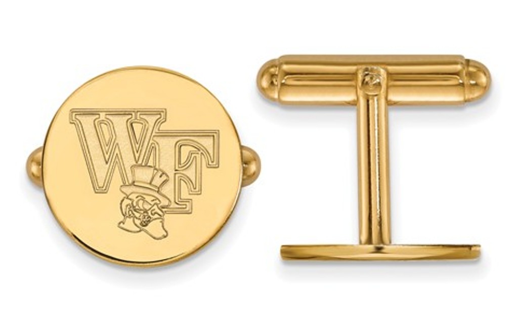 Gold- Plated Sterling Silver, LogoArt Wake Forest University, Cuff Links,15MM