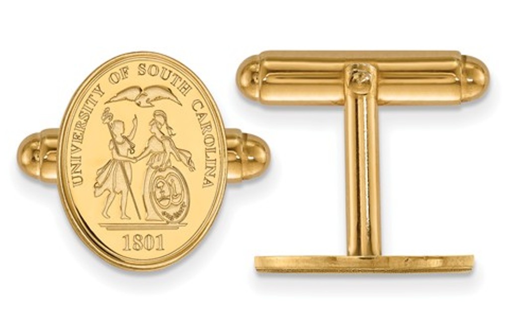 Gold- Plated Sterling Silver, LogoArt University of South Carolina Crest Cuff Links, 15MMX12MM