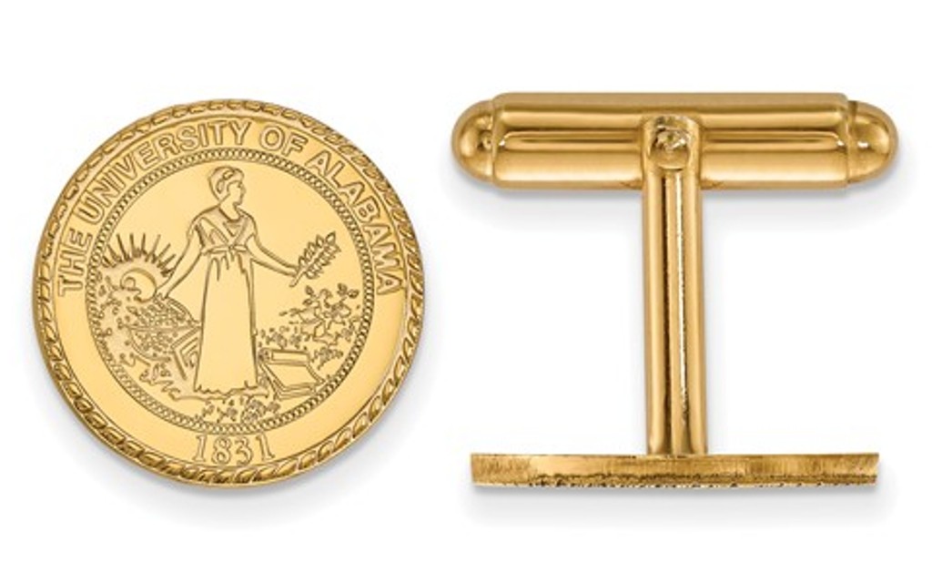 Gold- Plated Sterling Silver, LogoArt University of Alabama Crest, Cuff Links, 16MM