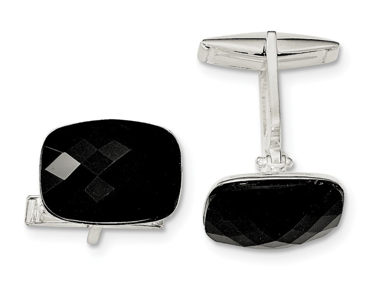 Sterling Silver Black Swarovski Elements Cuff Links