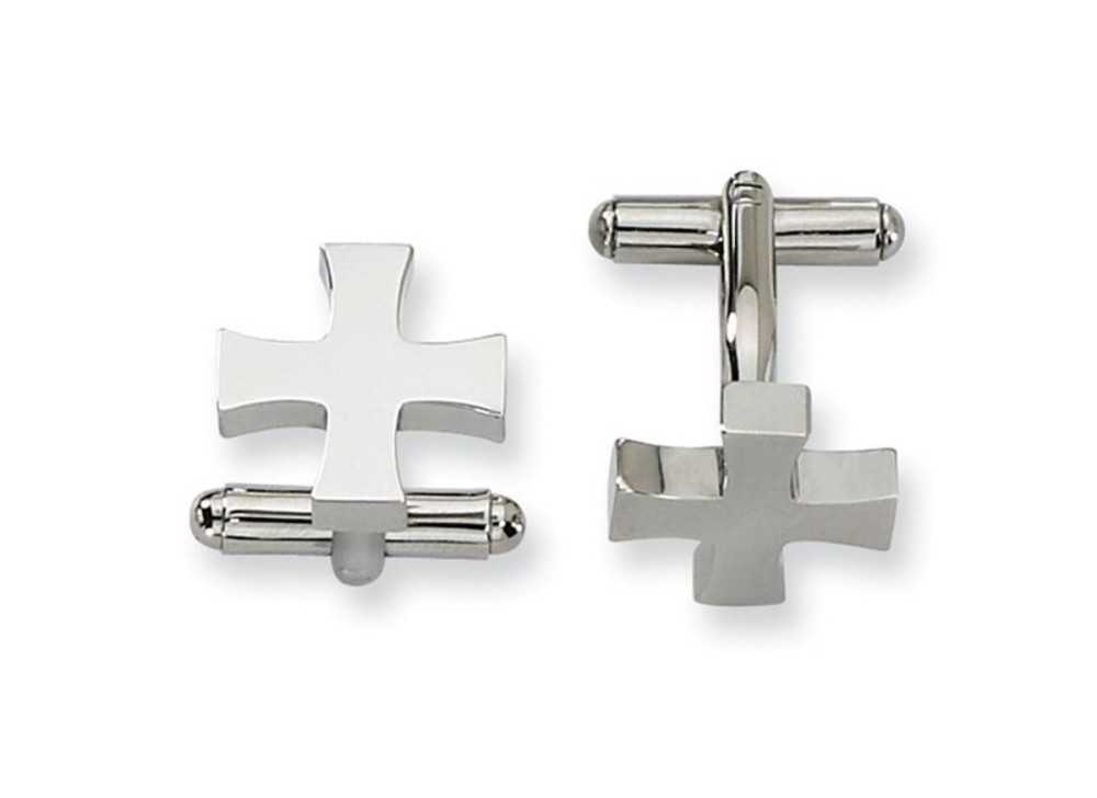 Stainless Steel Polished Cross Cuff Links (16MM)