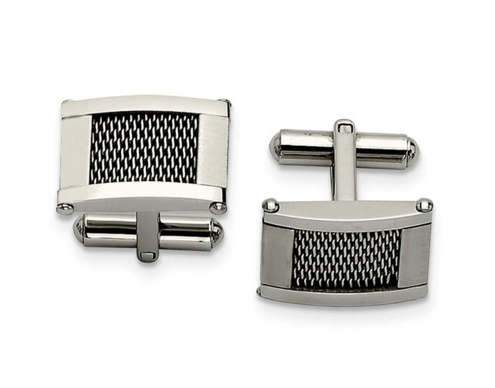 Stainless Steel Wire Brushed And Polished Cuff Links