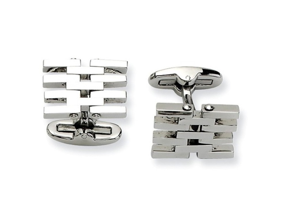 Stainless Steel white polished Cuff Links (12MMx18MM) 