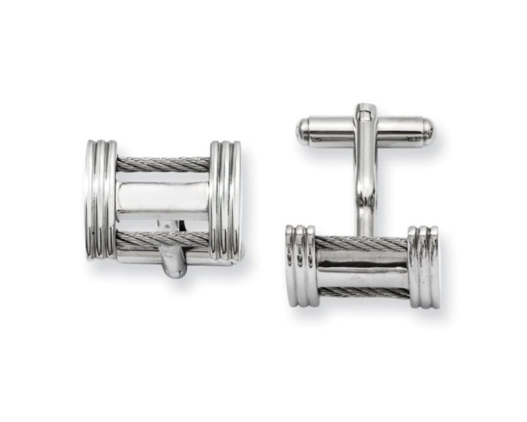 Stainless Steel Brushed satin Wire Cuff Links(15MMx20MM)