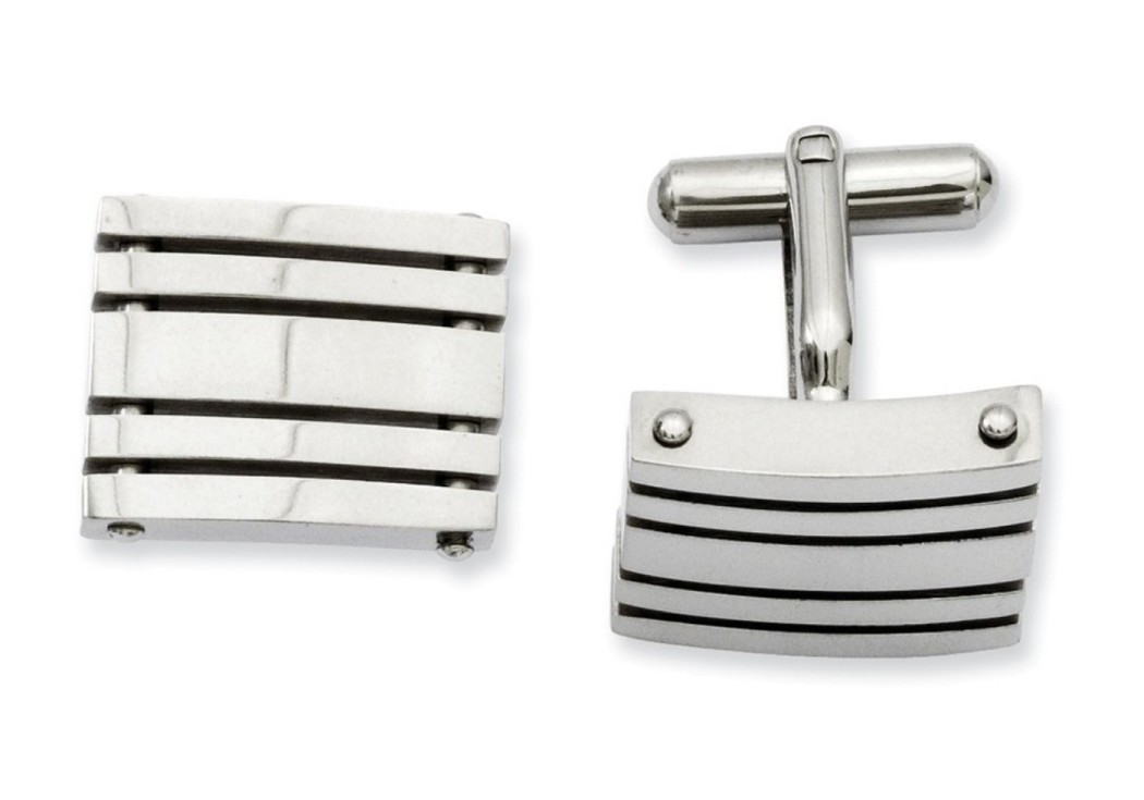 Stainless Steel Polished Ractangle Cuff Links (14MMx18MM)