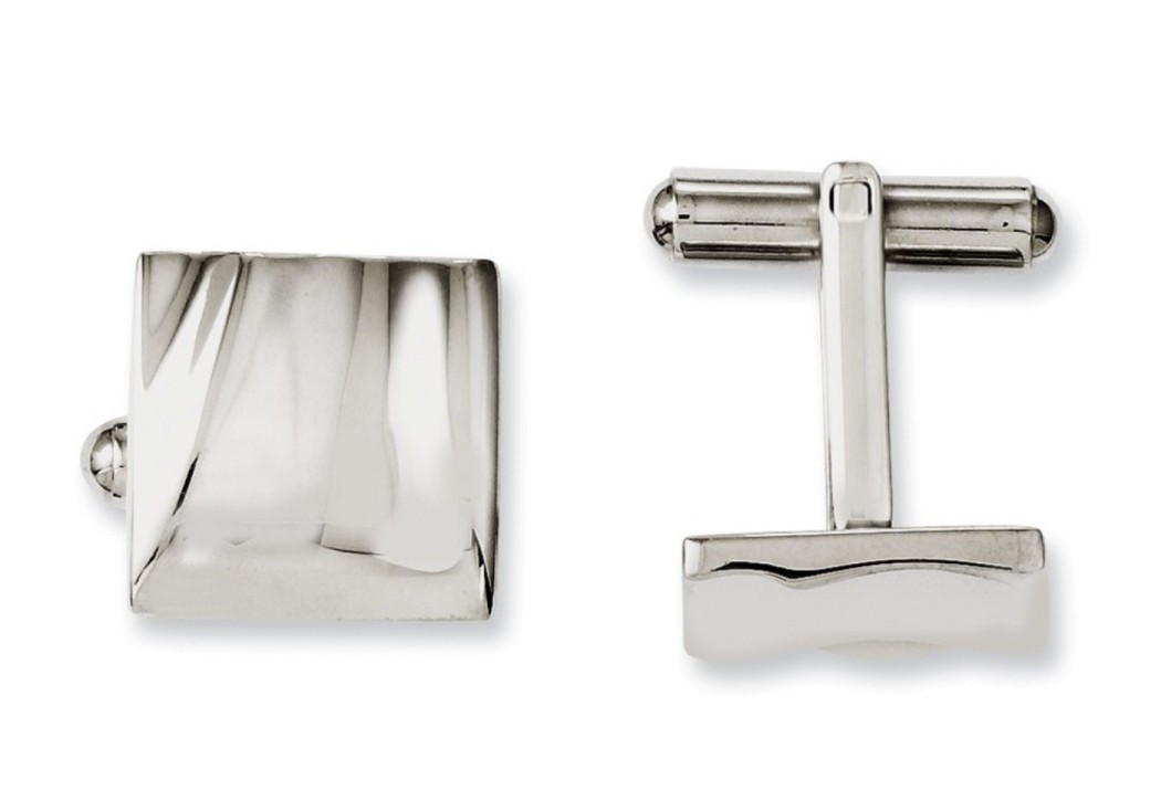 Stainless Steel Polished Concave squre Cuff Links (11MM)