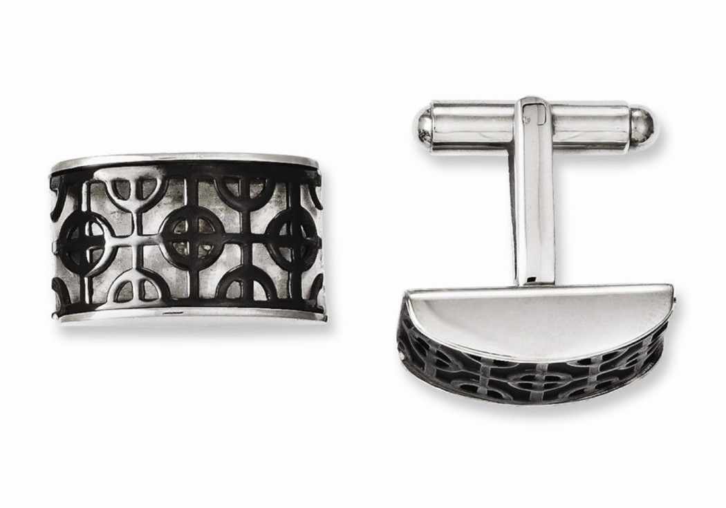 Stainless Steel polished Black IP-Plated fancy Cuff Links, (21MMx12MM)