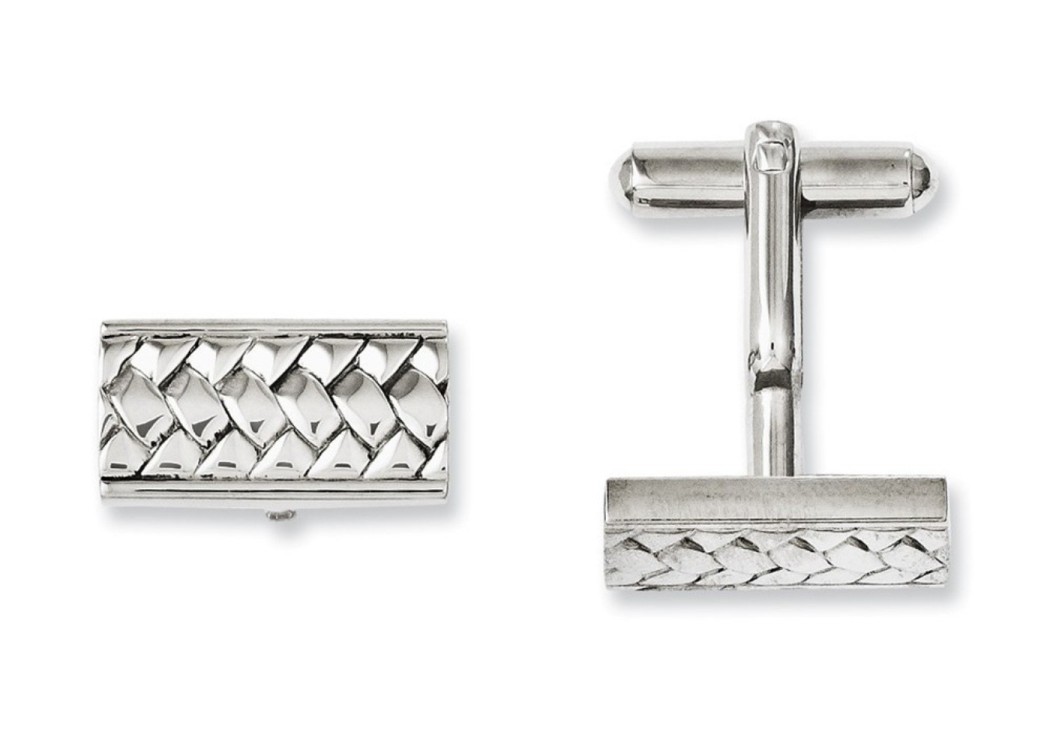 Stainless Steel textured and Polished Cuff Links(18MMx 9MM)