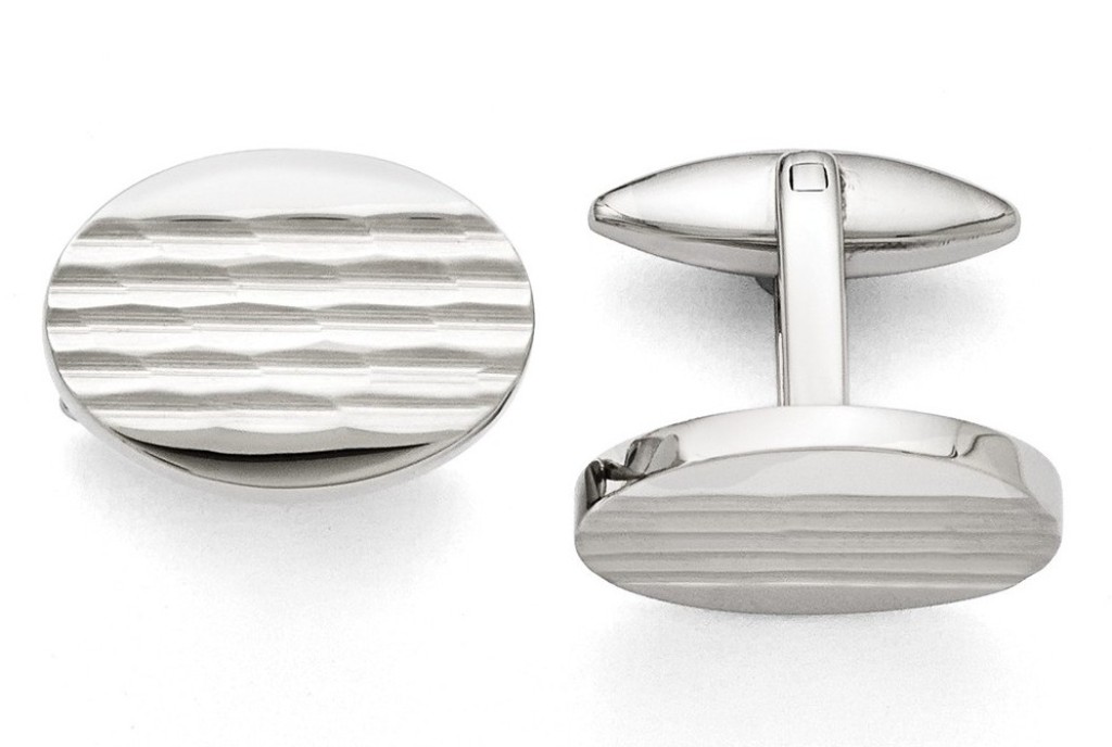 Stainless Steel Polished and Matte, Oval Cuff Links 