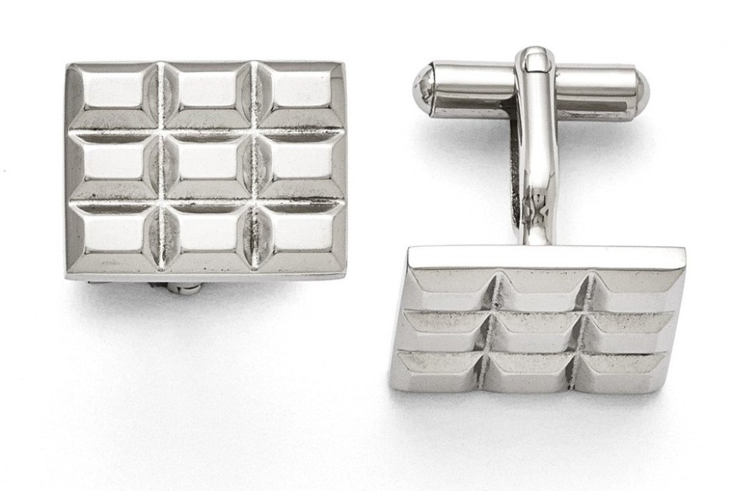 Stainless Steel Grooved and Polished Cuff Links