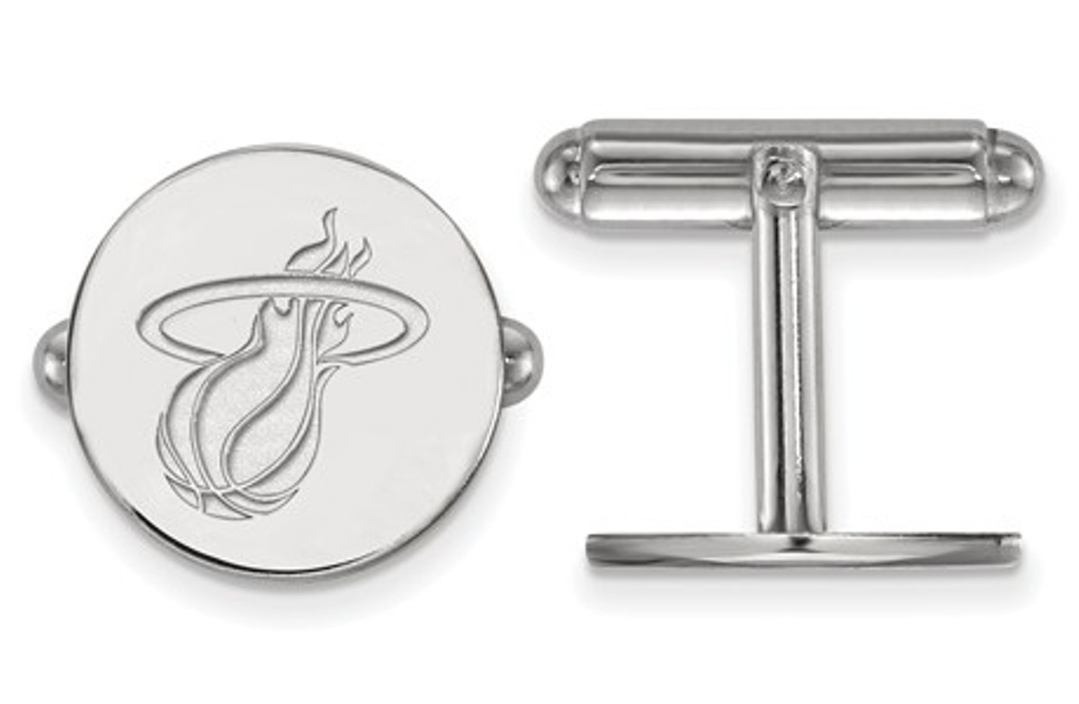 Sterling Silver NBA LogoArt Miami Heat Cuff Link