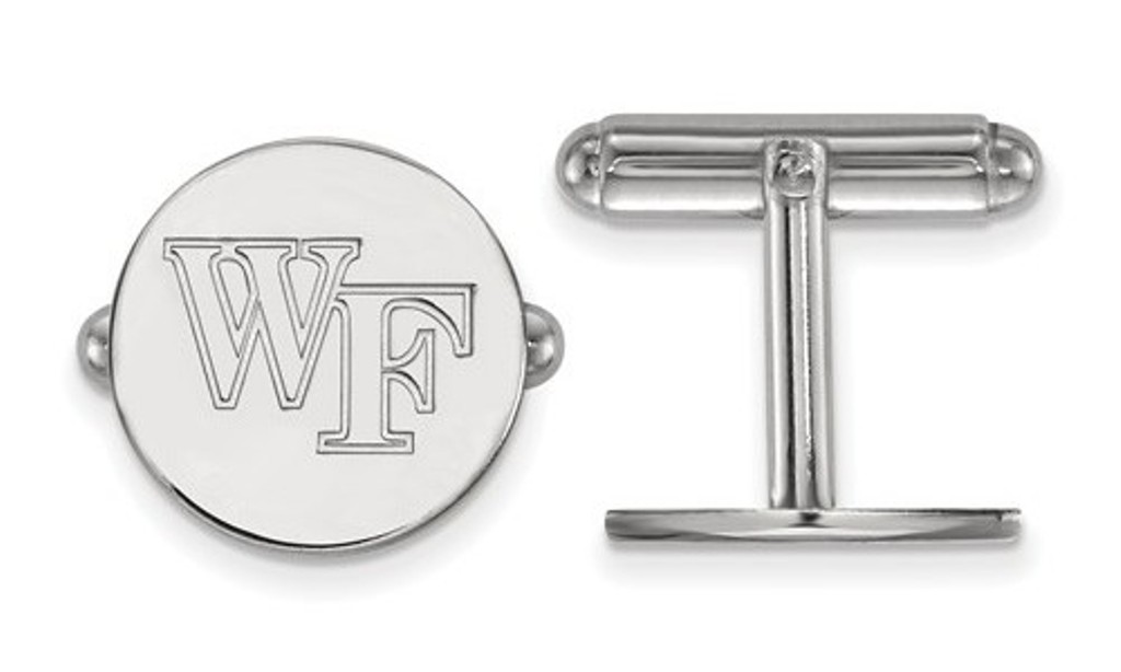Rhodium-Plated Sterling Silver LogoArt Wake Forest University Cuff Links,15MM