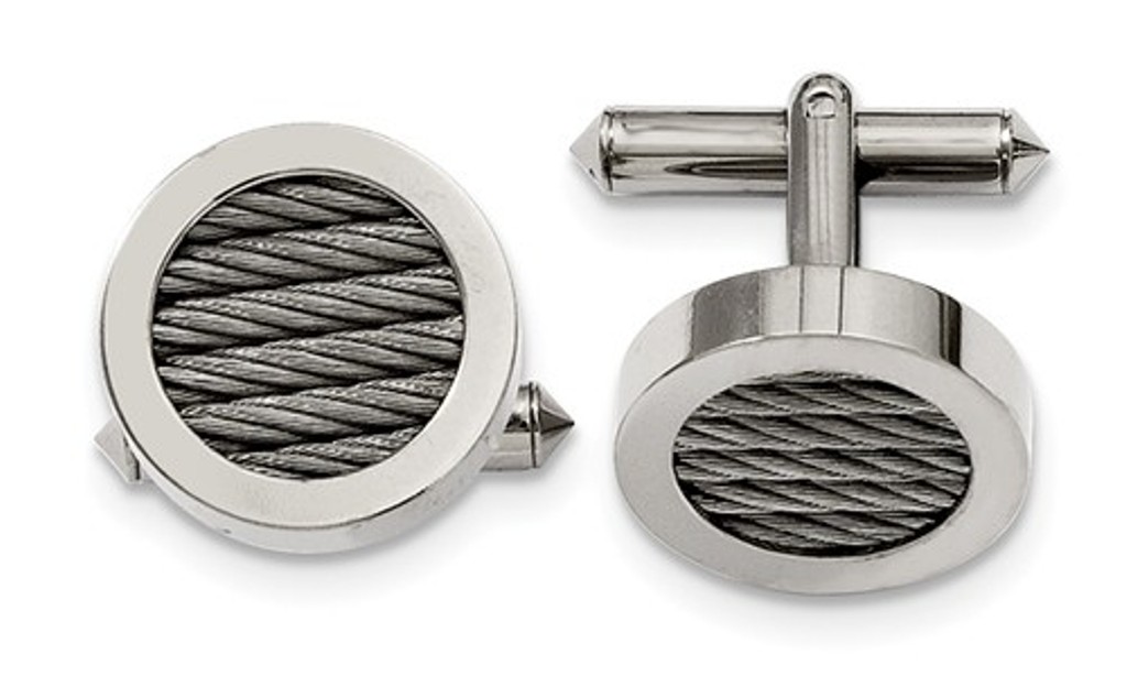 Titanium And Steel Wire Cuff Links