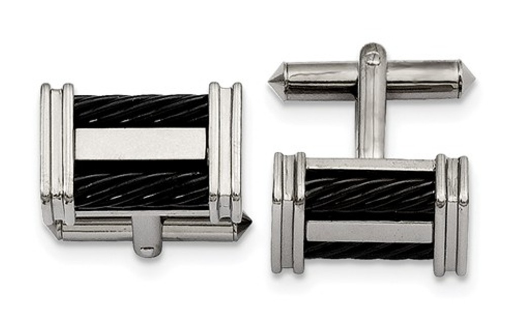 Titanium Black IP-Plated Wire Cuff Links