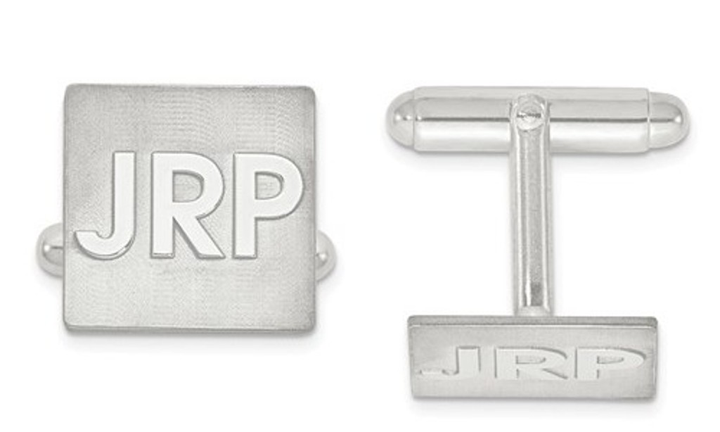 14kw Raised Letters Square Monogram Cuff Links