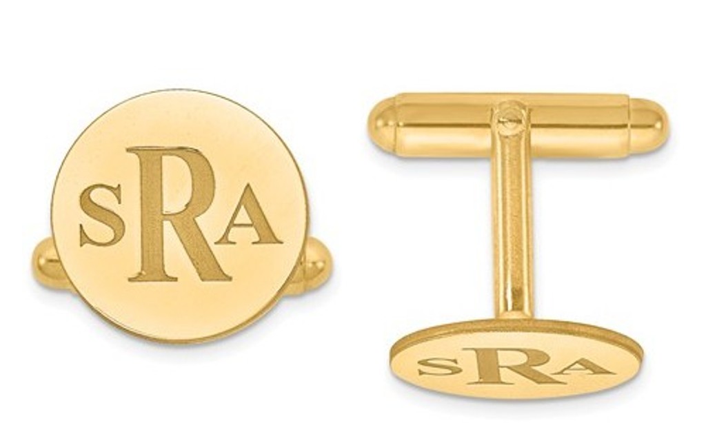 Gold Plated/SS Recessed Letters Circle Monogram Cuff Links