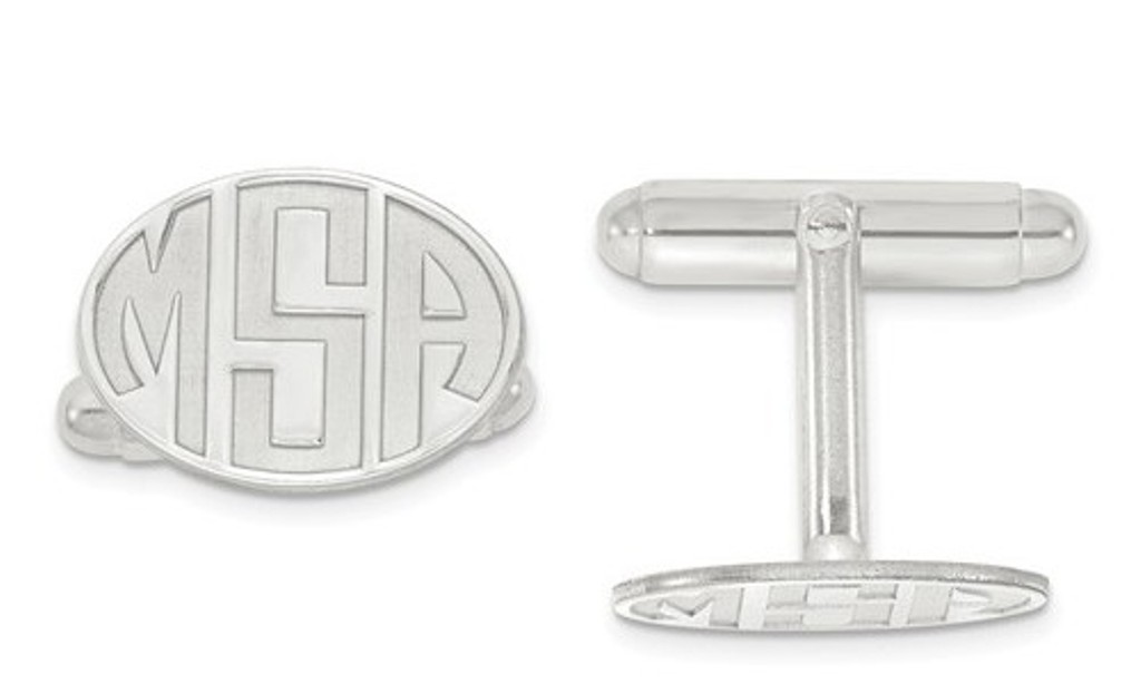14kw Recessed Letters Oval Monogram Cuff Links