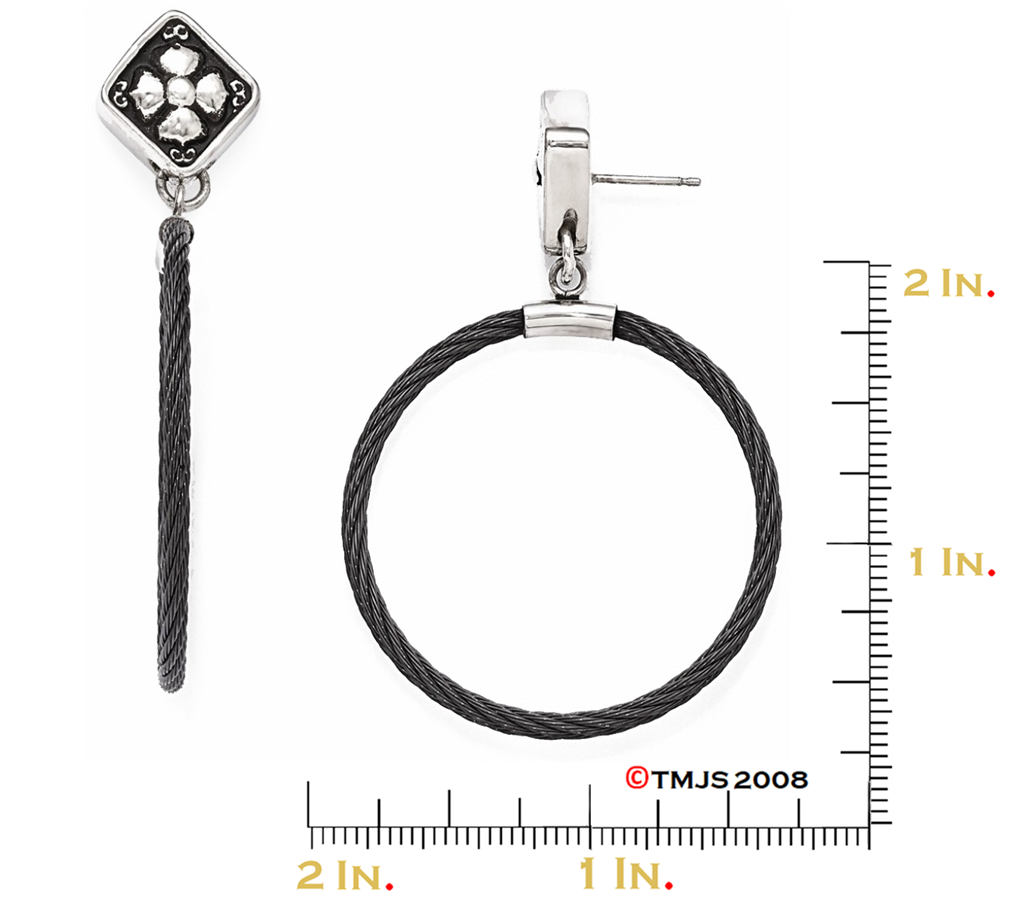 Black Ti™ and Argentium Sterling Silver Hoop Earrings with Stud Posts./><img decoding=