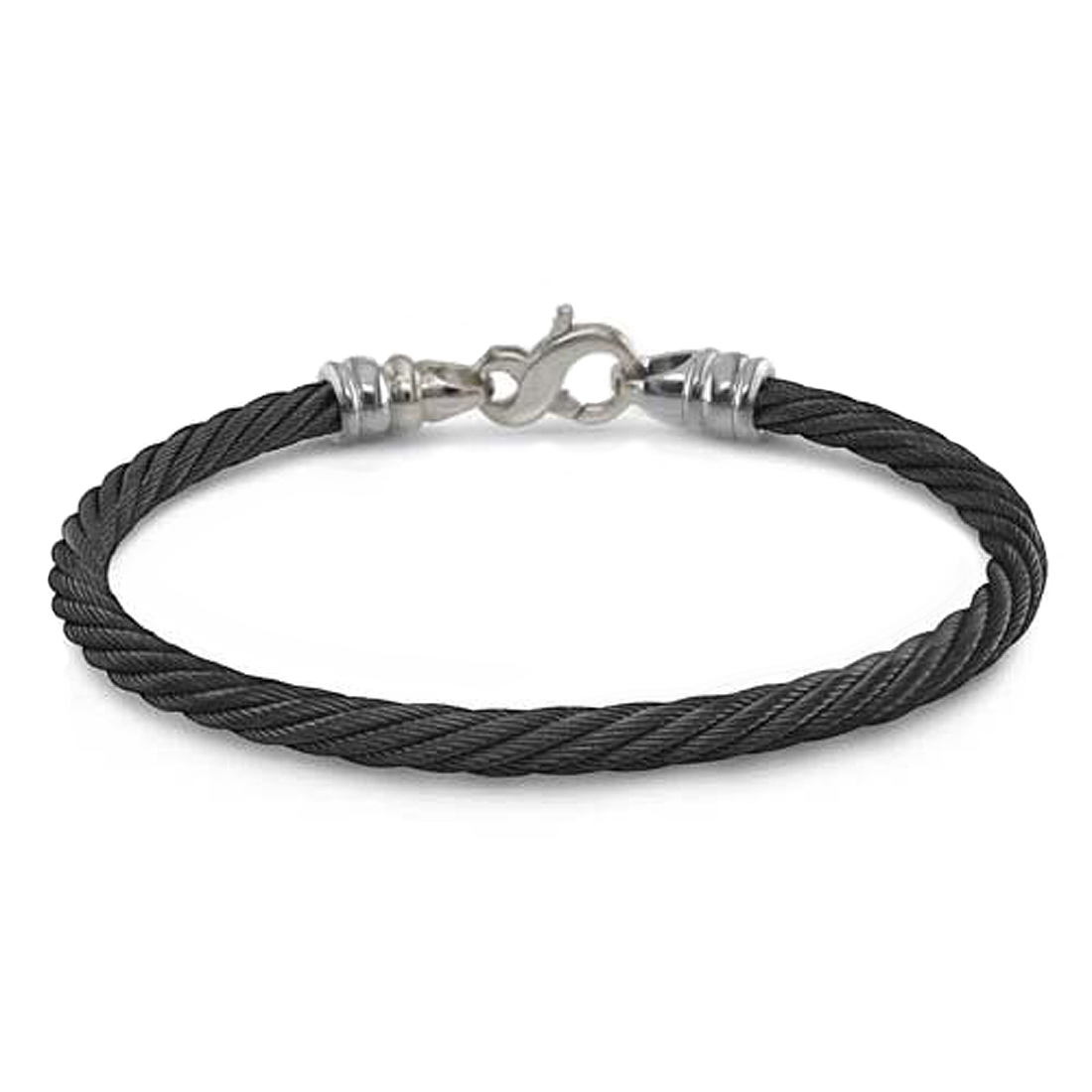 Singature Cable Collection tianium and black memory cable bracelet offered in three lengths, 7.5