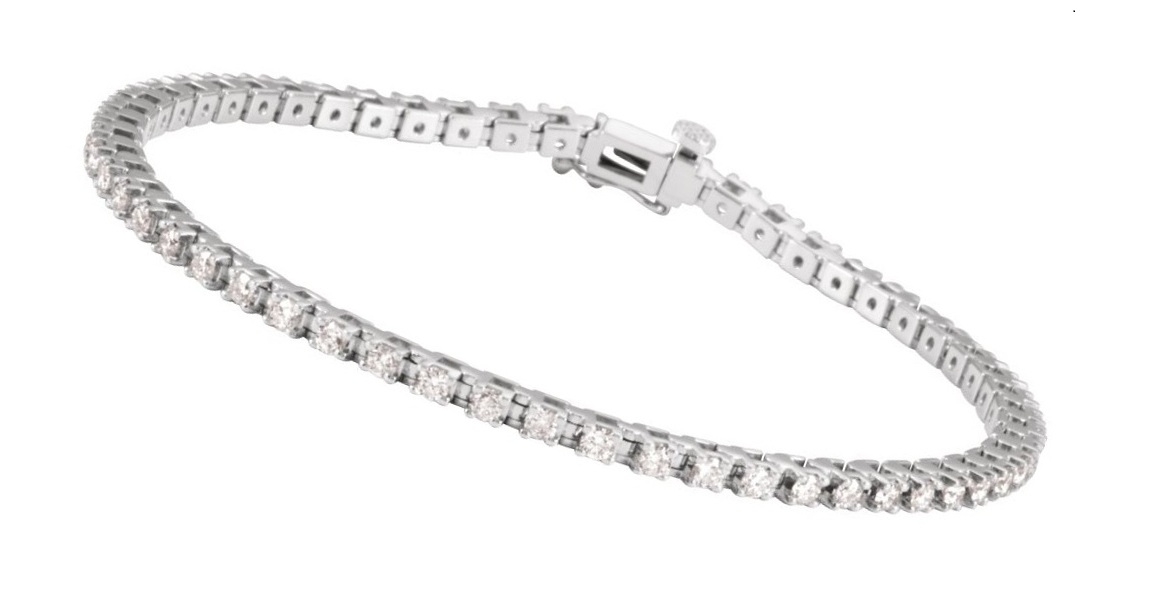 Diamond Line Bracelet, Rhodium-Plated 14k White Gold, 7