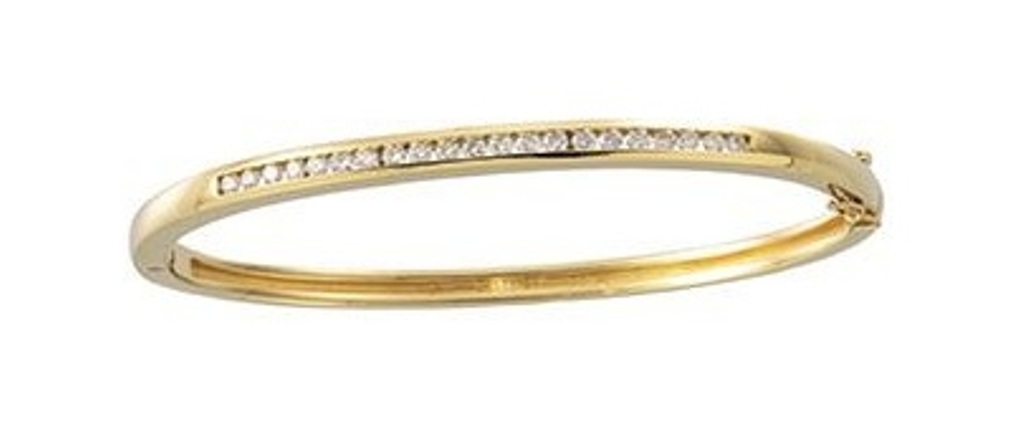 Diamond Bangle Bracelet, 14k Yellow Gold, 6.5