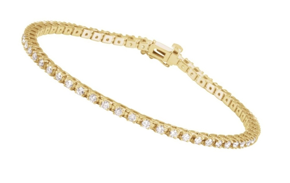 Diamond Line Bracelet, 14k Yellow Gold, 7