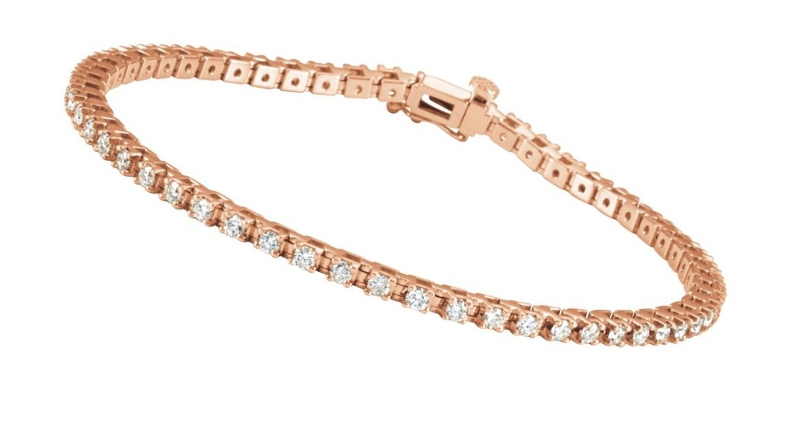 Diamond Line Bracelet, 14k Rose Gold, 7