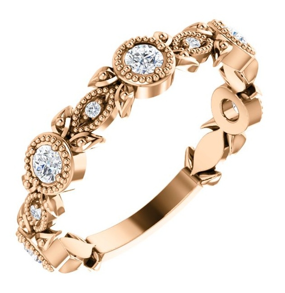 Diamond Vintage-Style Ring, 14k Rose Gold