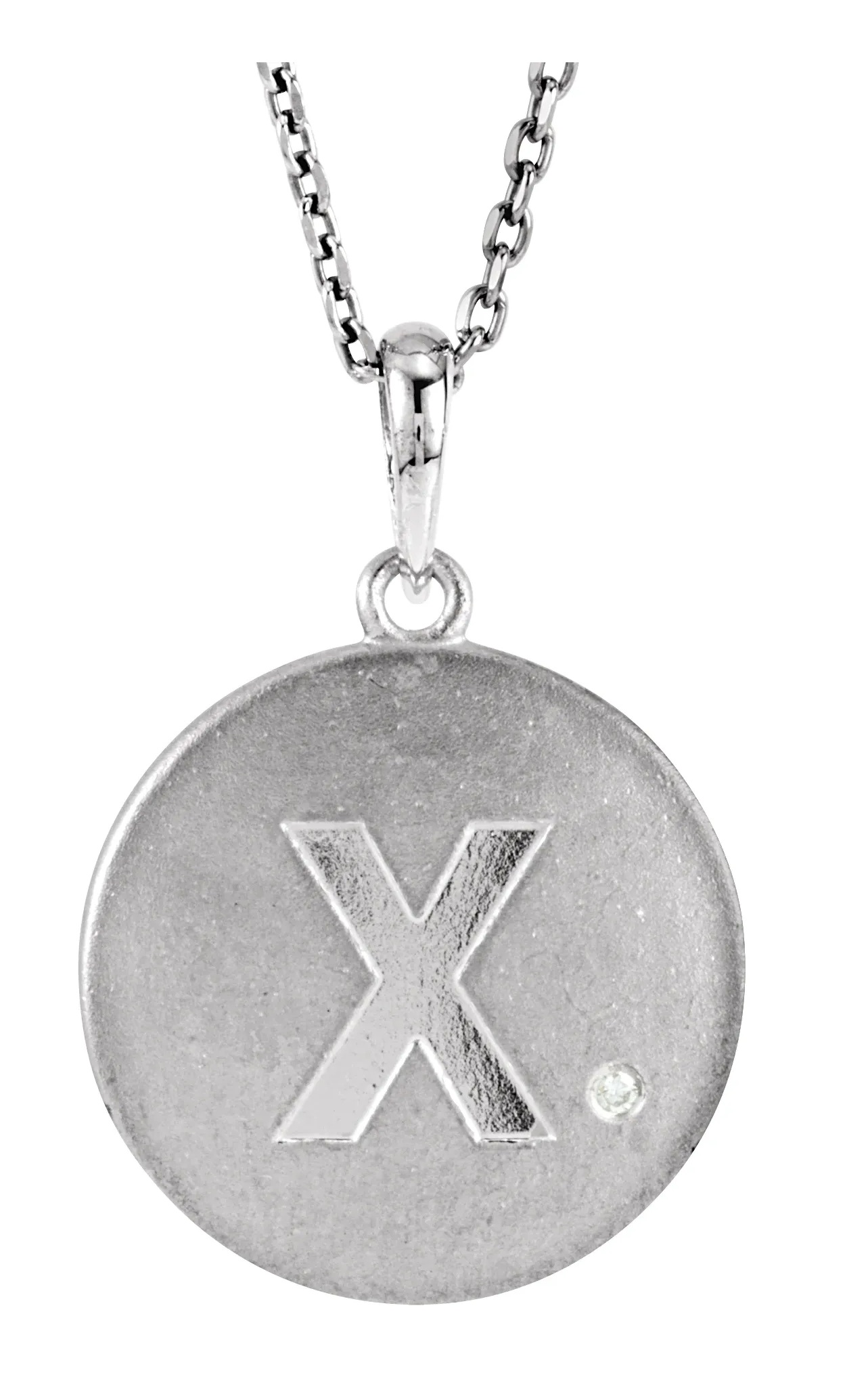 Diamond Letter 'X' Initial Sterling Silver Pendant Necklace, 18