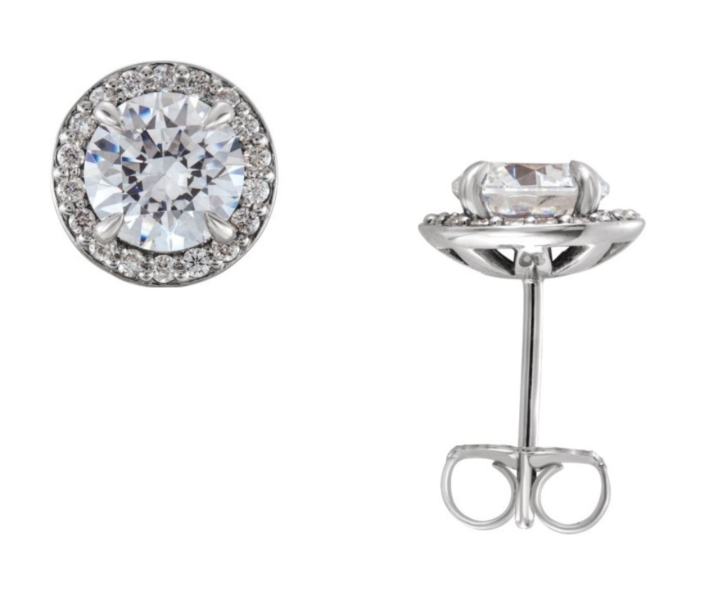 Platinum Diamond Halo-Style Earrings